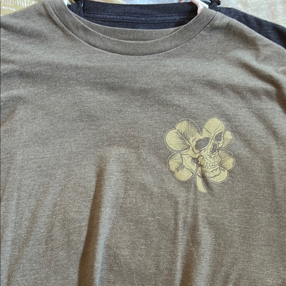 Grunt Style Brown Tee with Skull Clover Design